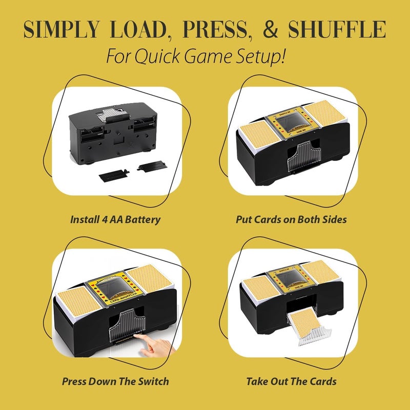 GAMIFY Automatic Card Shuffler 2 Deck | Battery Operated Uno Card Shuffler | Electric Playing Card Shuffler for Poker, Blackjack, Bridge & More | Casino-Grade, Fast & Quiet Shuffling Machine - Image 4